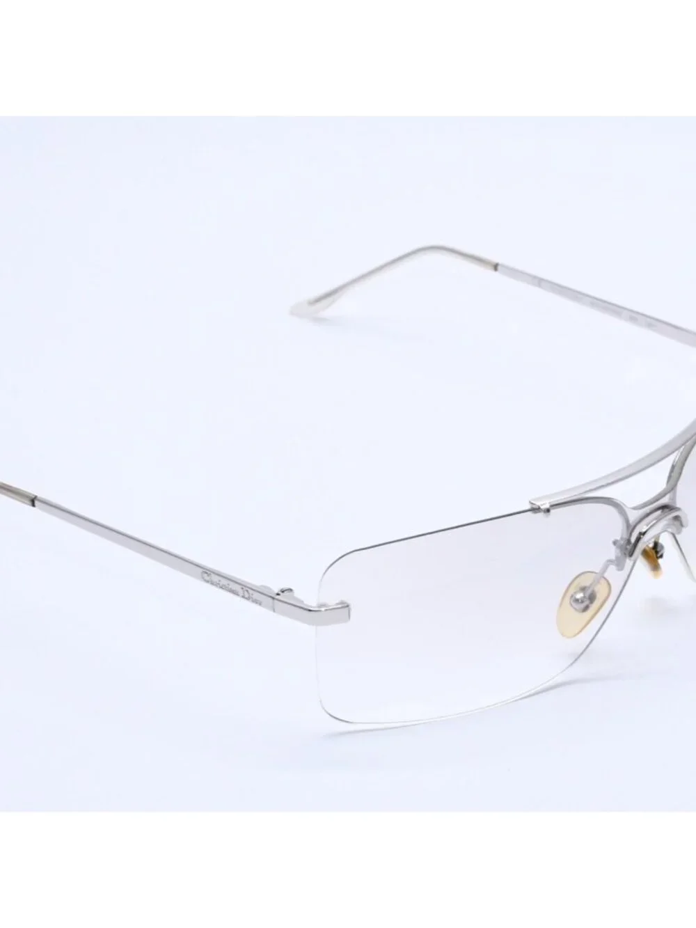 Dior Rimless Sunglasses Silver Gray Gradient Lens Eyewear